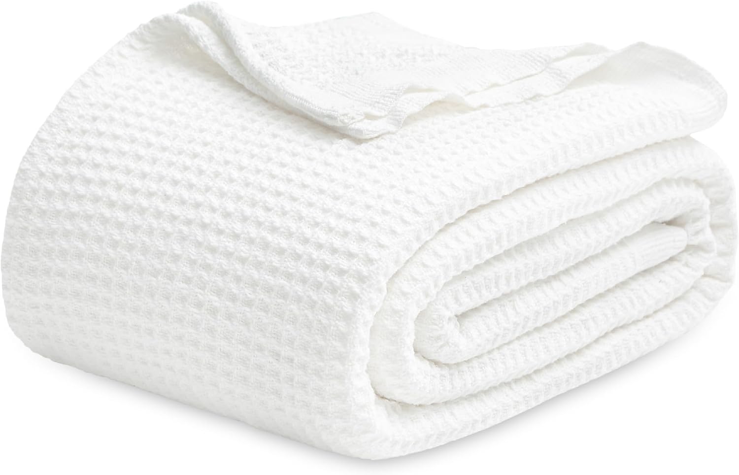 Waffle Cotton Double Summer Blanket 220 x 240cm White - Image 3